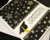 Congratulations Graduate with Cap and Stars - Handmade Greeting Card
