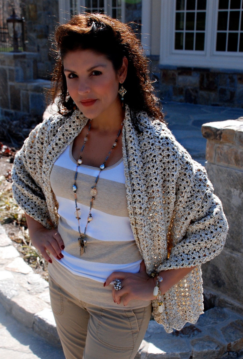INSTANT DOWNLOAD PDF Crochet Pattern, Ladies Medium Weight Rectangular Shawl, One Size Womens Shoulder Wrap Stole Digital Pattern