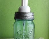 Upcycled  Blue Ball Mason Pint Jar Foaming Soap Dispenser