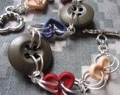 Military Button Bracelet I love my Soldier Bracelet with Rustic Hearts