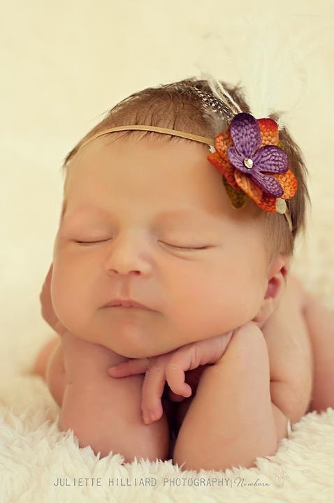 Baby Flower Headband, Baby Girl Headbands, Purple Orange and Green Headband