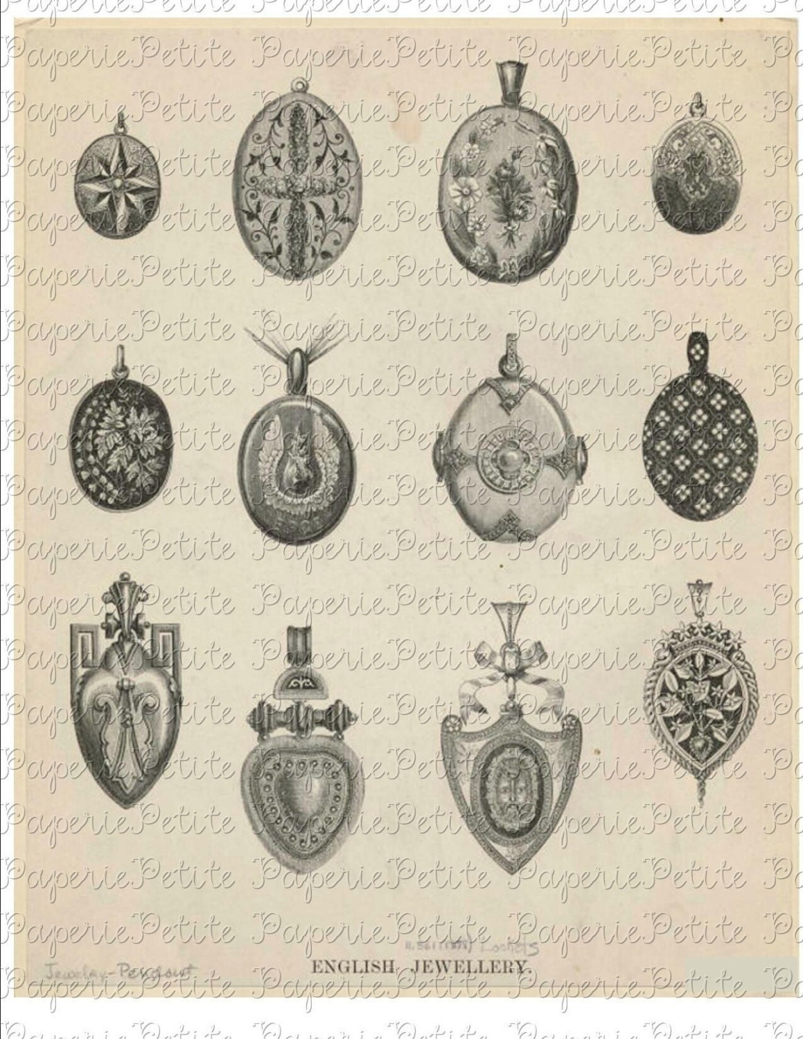 Vintage Lockets Jewelry Digital Download Collage Sheet