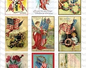 Vintage Memorial Day Postcards Digital Download Collage Sheet 3.5 x 2.25 inch - PetitePaperie