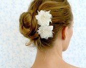 blossom hair bobby pins - white flowers set of 2  flowers.