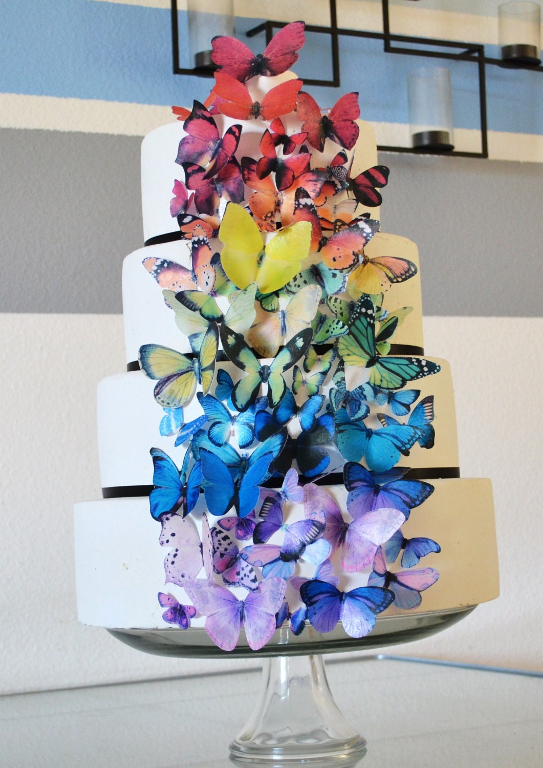 EDIBLE Butterflies for Cakes - Ultimate Rainbow set of 75 - Cake Decorations