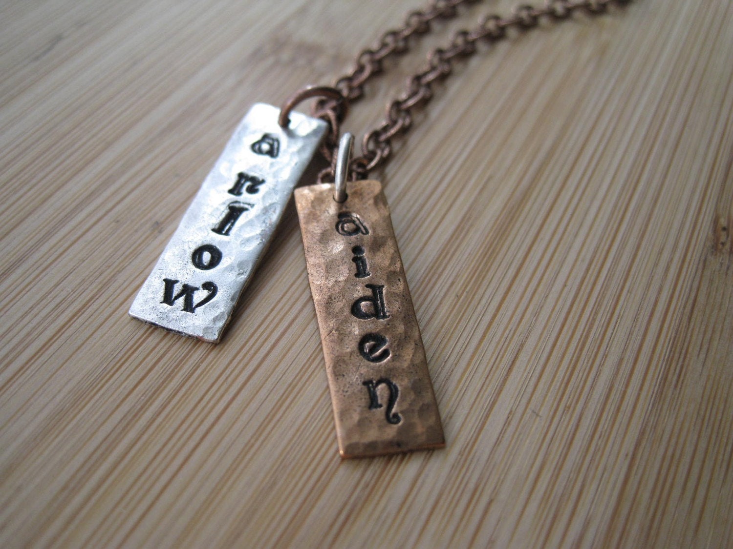 Mixed Metals Copper and Silver Rectangle Necklace by Marley Jane