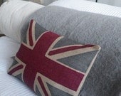 hand printed rustic union  jack  cushion