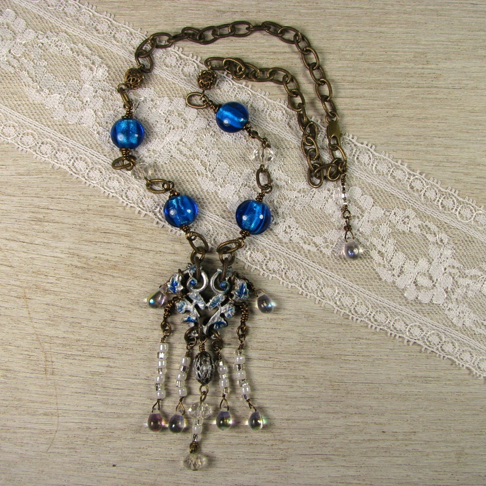 Aqua and Brass Necklace Inspired by Seed of Eywa from Avatar