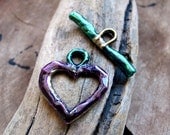 Heart Toggle Clasp - Luxury Enameled Clasp for Necklace, Bracelet - Bronze Jewelry Supplies