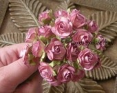 Prima Classics Mulberry Paper Mini Roses with Stems - Raspberry Pink - set of 20 Embellishments for scrapbooking, millinery, cards, bouquets
