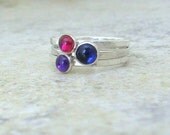 Amethyst Stacking Ring Pink Tourmaline Iolite Silver Gemstone Stacking Rings