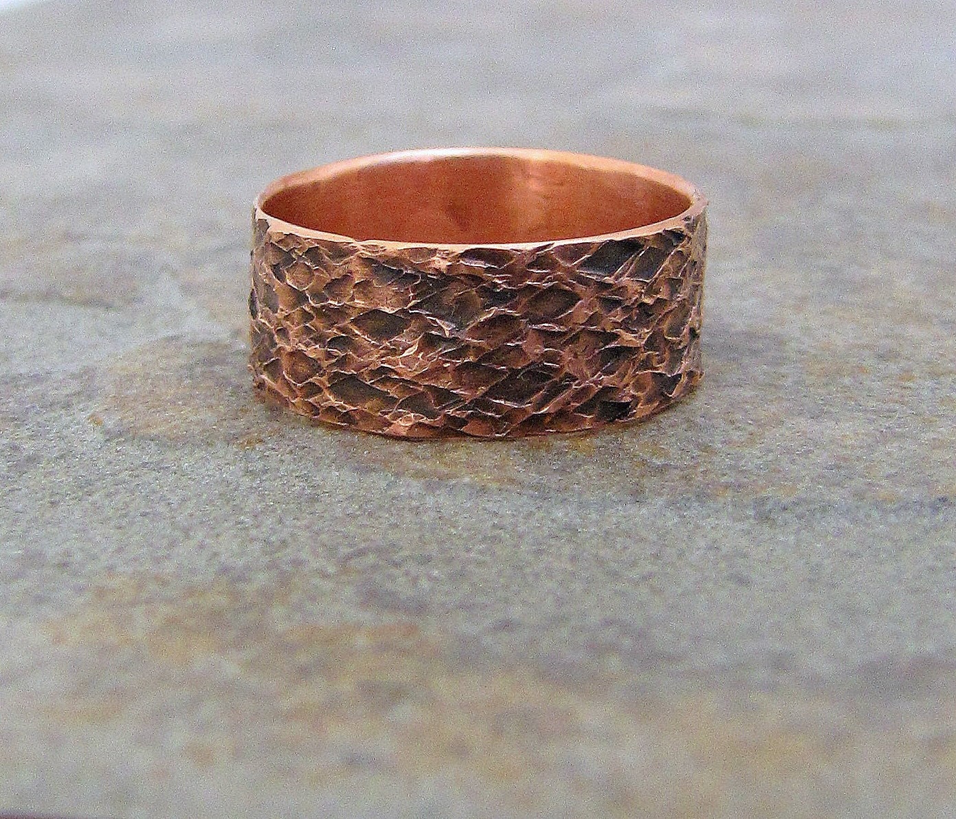 Copper Hammered Ring Wedding Band Reptile Wedding Ring
