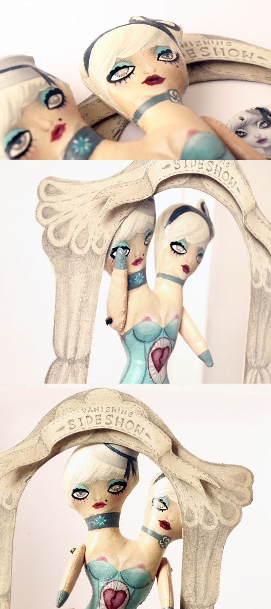 Conjoined Twins. primitive folk cloth art doll. carnival sideshow freaks by KarolinFelix