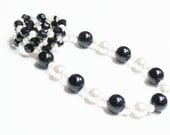 vintage necklace 1960s handmade assemblage black lucite and 1960s white faux pearl beaded necklace and bracelet set