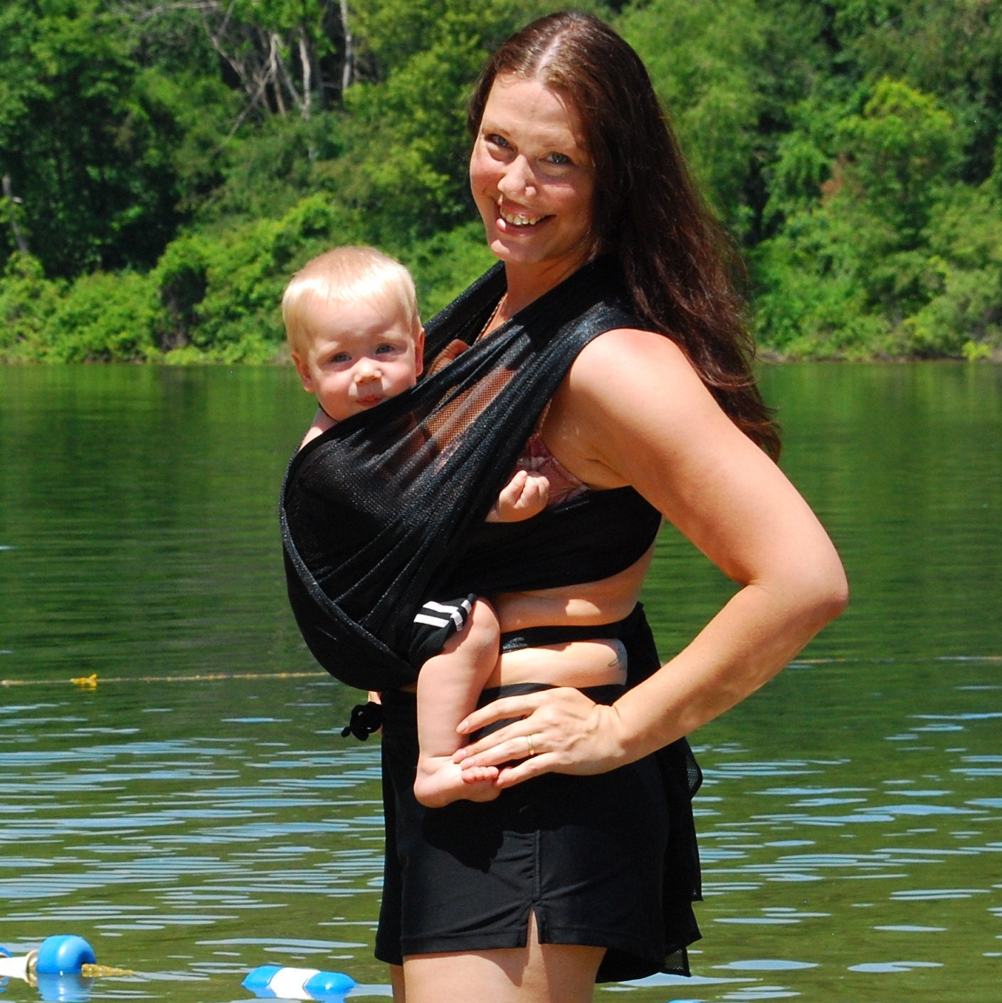 Baby Wrap Carrier Water Mesh Basic Black for Pools, Beach Vacation, Shower - Many colors in Shop - Made to Order