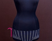 Vintage Black Panty "Ashtanga" Pinstriped Hipsters Undies
