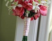 Wedding Bouquet, Pink Roses and White Orchids