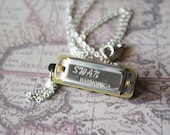 Silver & Brass Mini Functional Harmonica Charm Necklace