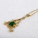 14K Yellow Gold Malachite Bamboo Theme Pendant on 16 inch 14K Gold Rope Chain