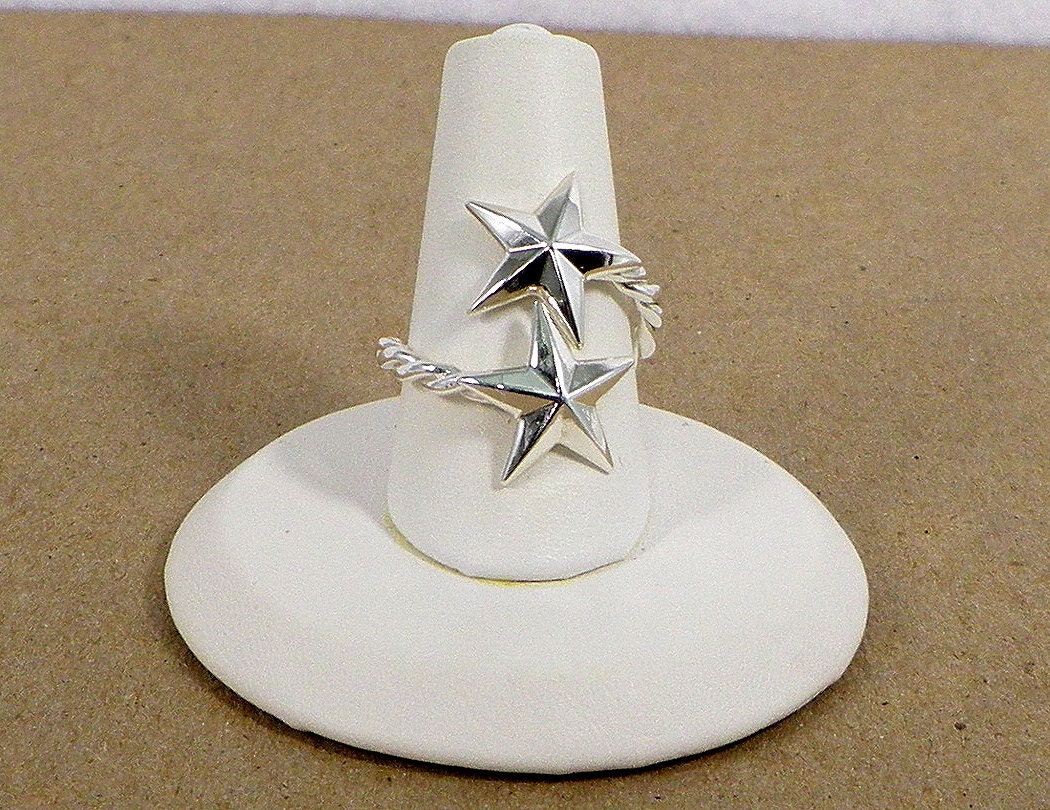 Sterling Silver Stars Ring - Adjustable Twisted Wire Character Ring of the Night Sky