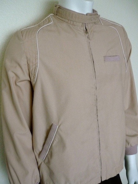 Vintage Apparel Men's 80's Jacket, Tan, Long Sleeve, Zip Up 5033 FreshandSwanky on Etsy