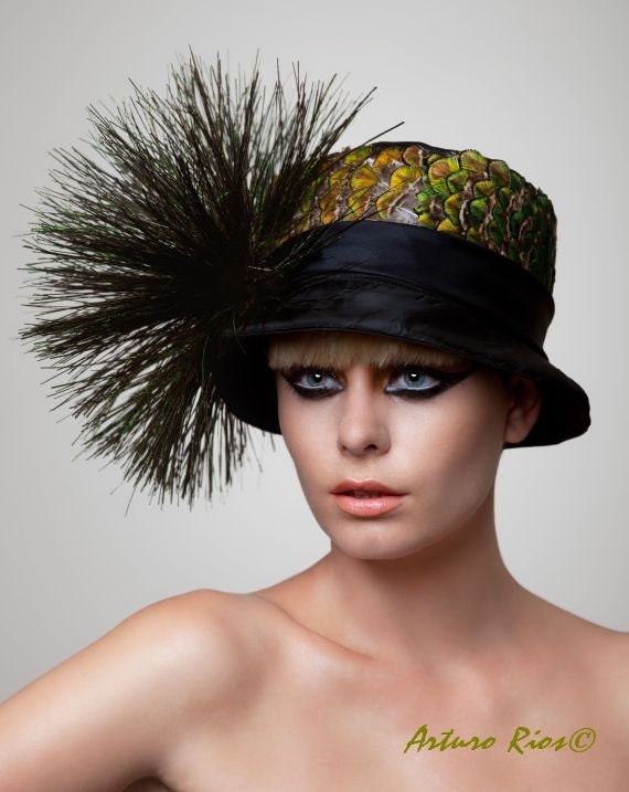 Peacock cloche Hat