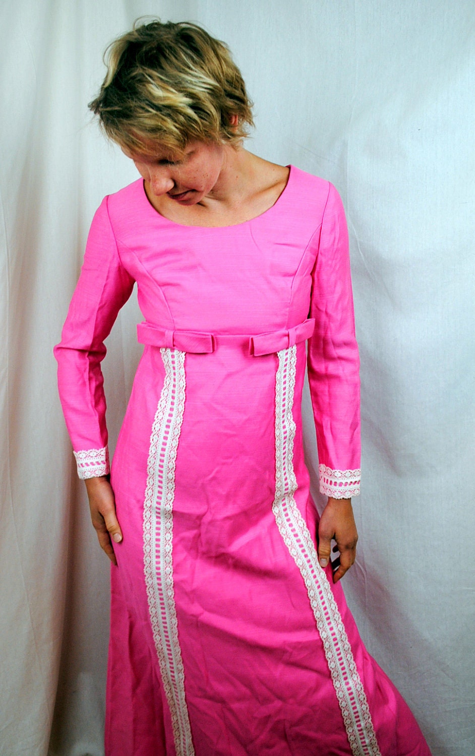 Vintage 1960s Pink Bow Dress