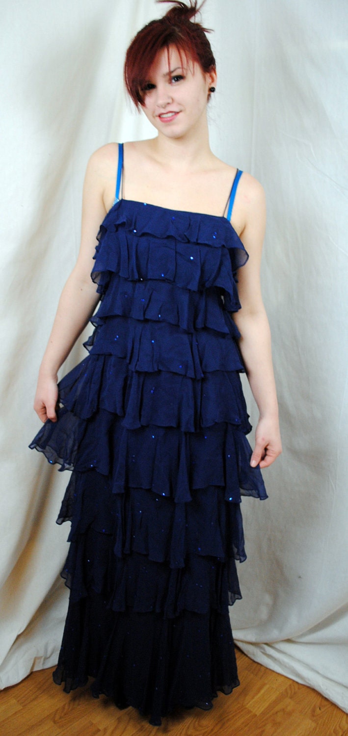 Vintage Fred Perlberg Sparkle Tiered Floor Length Cocktail Gown