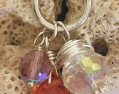 Glass Bead Pendant Necklace - Dark Cognac quartz, Amethyst Czech Fire glass, Clear Glass