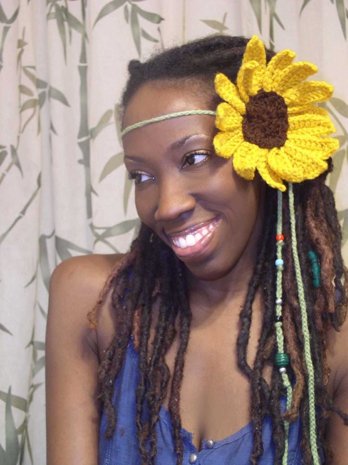 SUNFLOWER PIXIE- Hippie Dread Head band (reserved for sonjaattar)