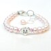 Baby Bracelet - Pink Freshwater Pearl Bracelet with Initial Heart for Girl, Toddler or Baby