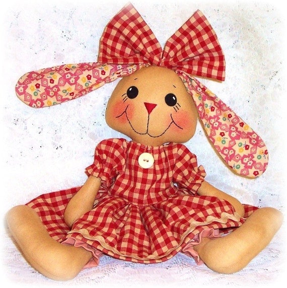 Bunny Rabbit Doll PATTERN, Instant Download, PDF, Softie, Animal Pattern, Rag Doll Pattern, Sewing Pattern, Digital Download