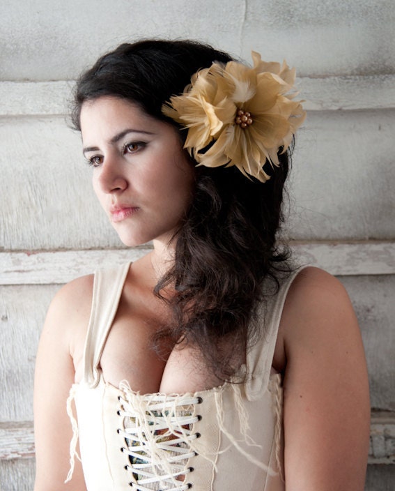 Sahara - BRIDAL Feather flowers Fascinator