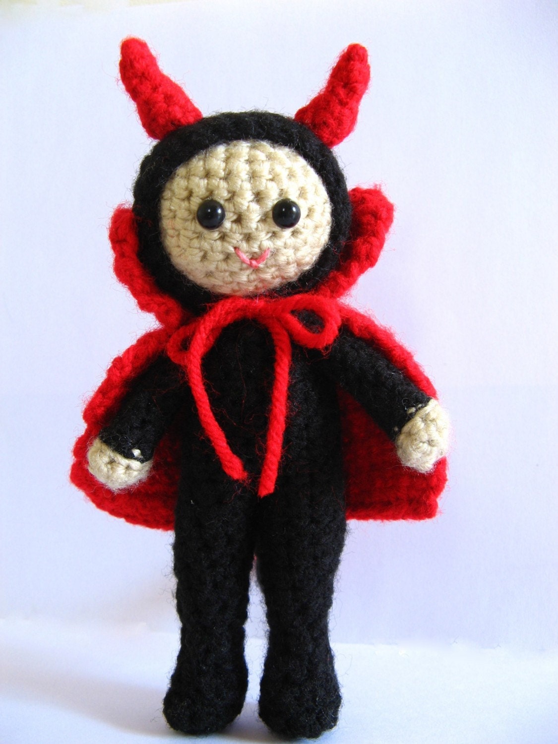 Amigurumi Devil Crochet Pattern PDF halloween decor idea children's softie human costume doll toy DIY tutorial