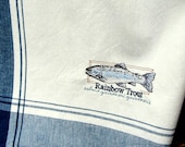 Fish Rainbow Trout Embroidered Towel Fishing Rustic Kitchen Cabin Towel