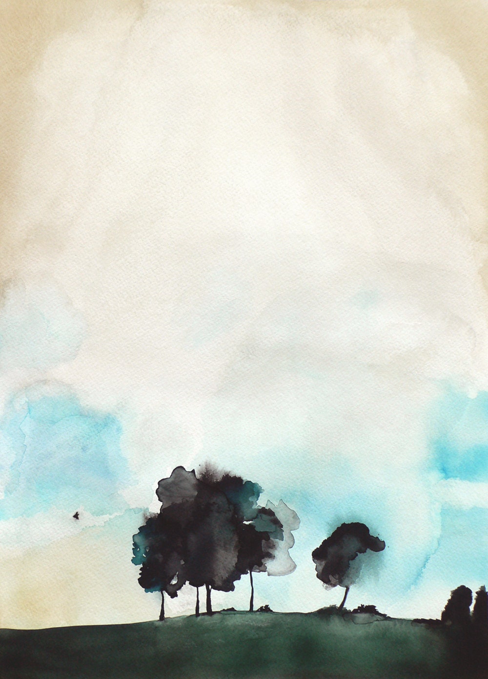 30% Off SALE - Abstract Painting - Landscape Painting - Fragile - Large Print 16x20 - Watercolor Painting - Wall Decor