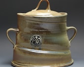 Cookie Jar - Contemporary Decorative Medium Jar, Wheel thrown, Altered Stoneware with Unique Carved Motif