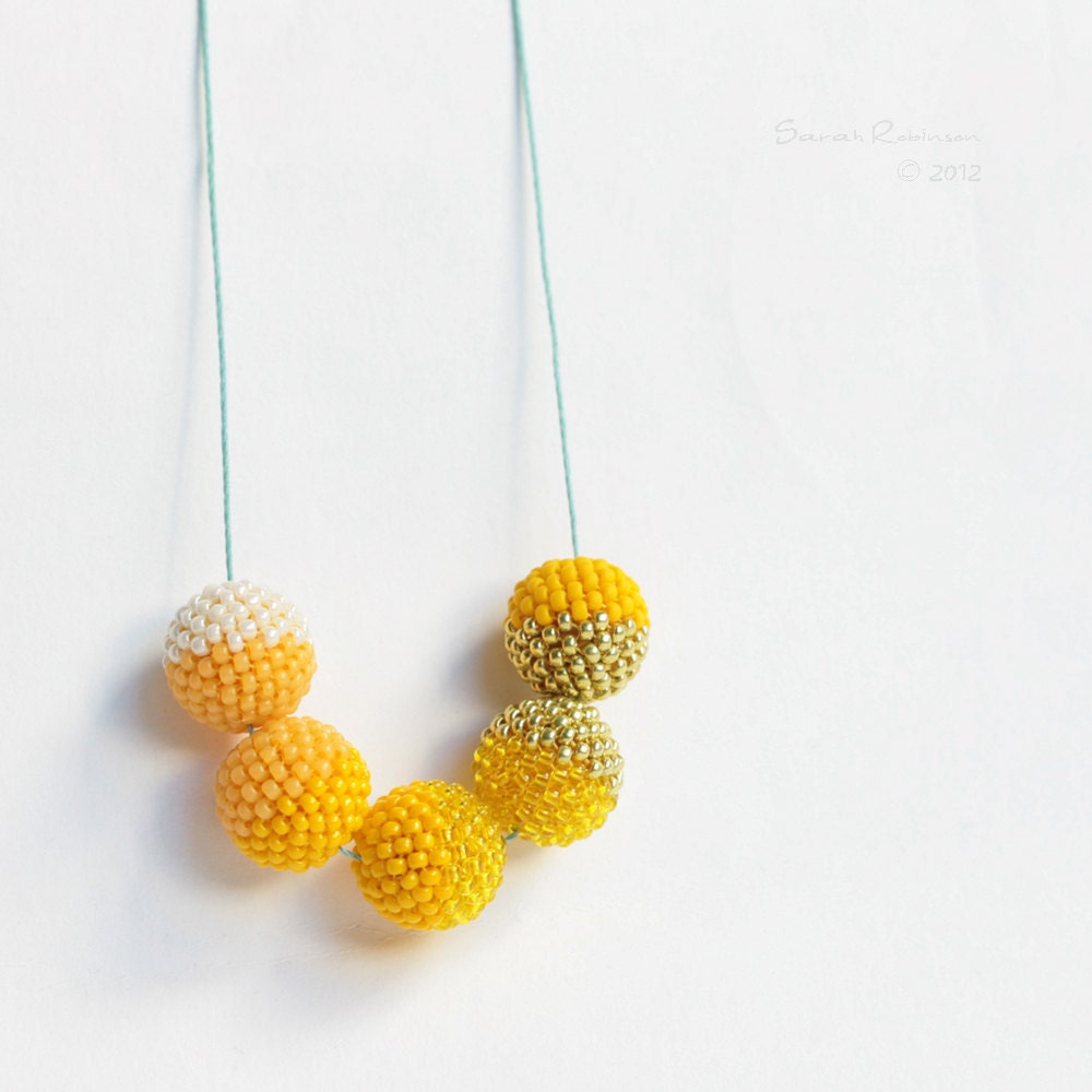 Yellow Halves Necklace Sunny Beaded Beads