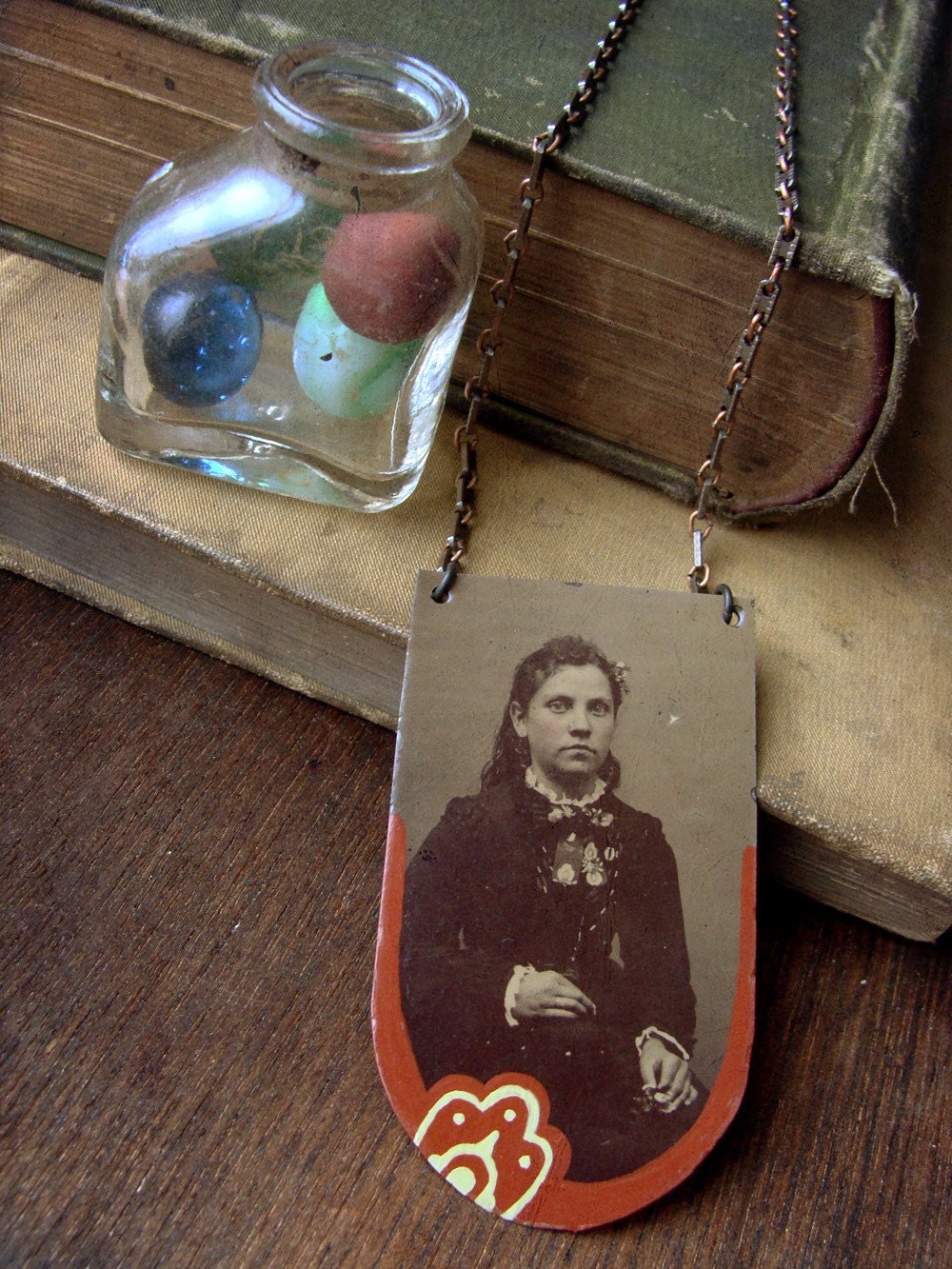Althea - Handpainted Antique Tintype Necklace
