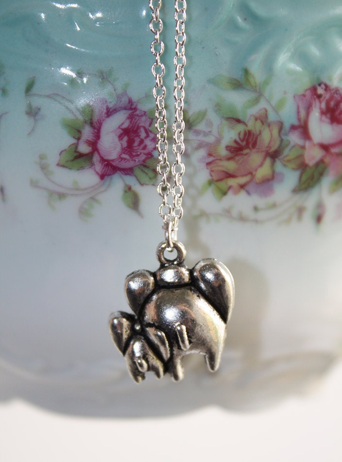 Mama and Baby Elephant or Big Sister and Little Sister - Best Friends on a Sterling Silver Plated Chain Necklace