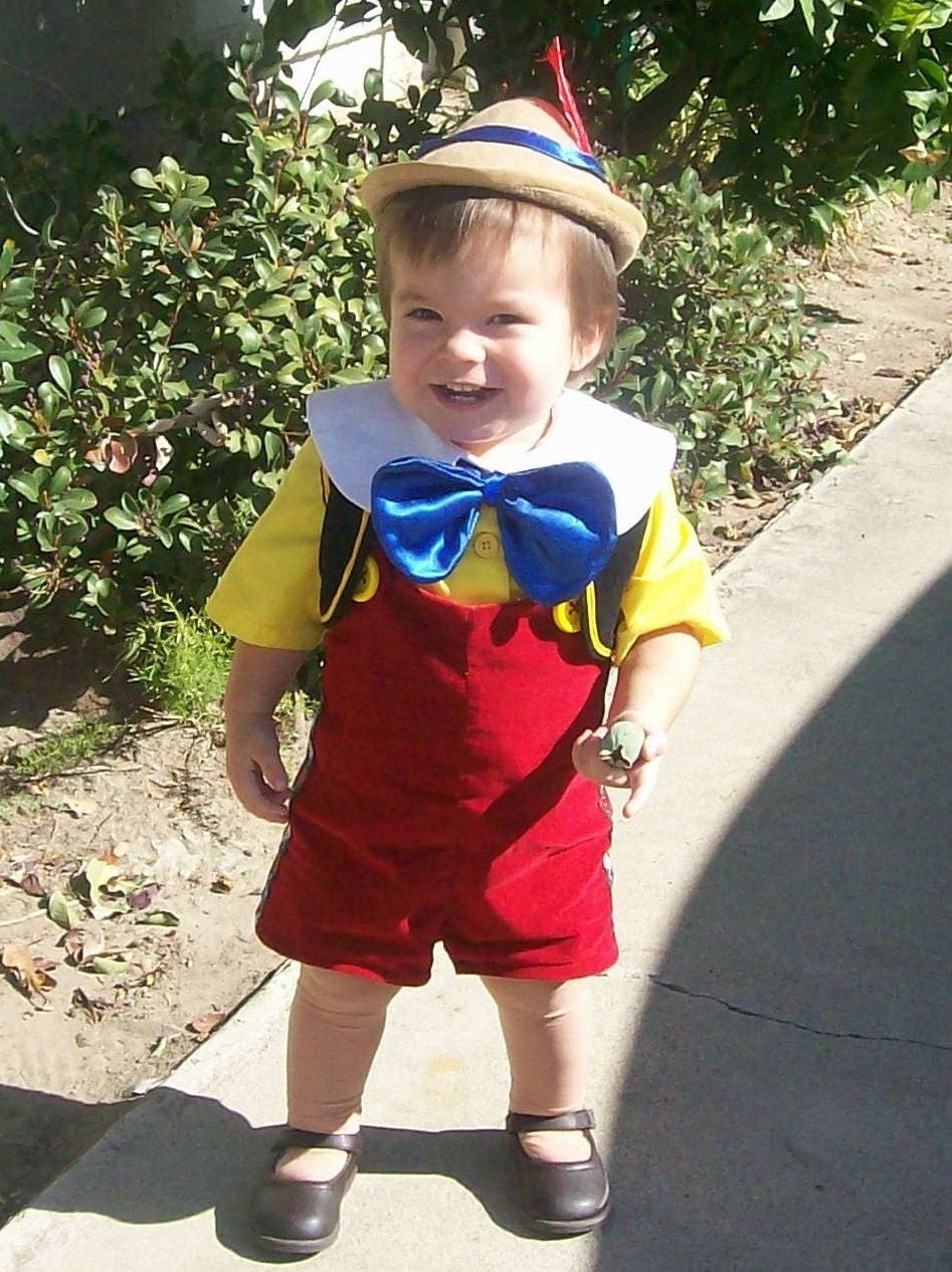 Pinocchio Costume  Lederhosen Child Sizes 12 months to 4 years Old October Fest tyrolean Alpine Hat
