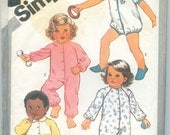 Romper Suit Pajamas Toddlers - Vintage Pattern - Simplicity 5593 - Size 2 Toddlers