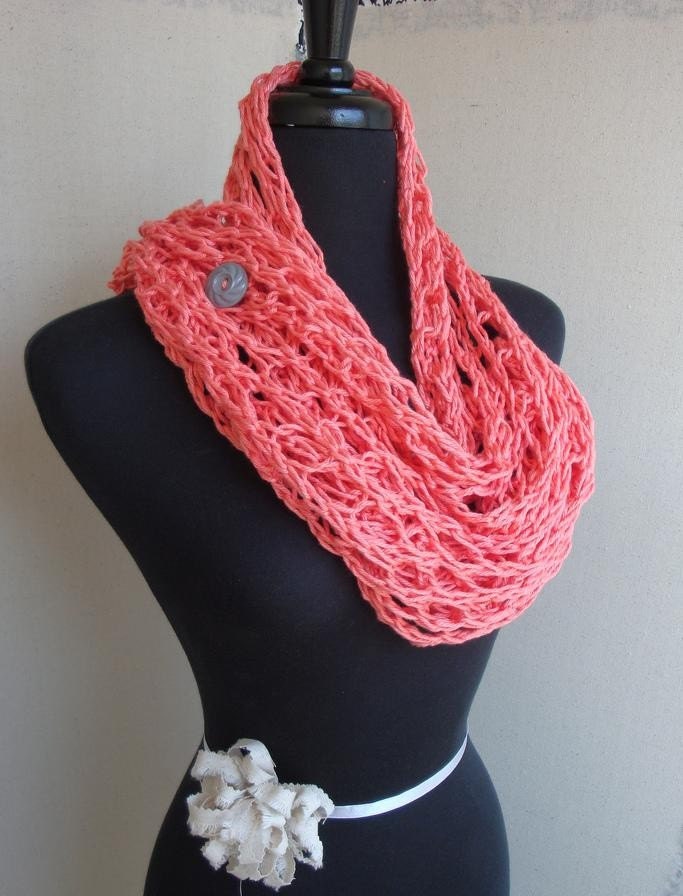 Zig Zag Lacy Scarf - Coral
