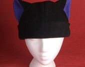 Kitty Cat Fleece Hat in Black / Purple for Women Men by Ningen Headwear