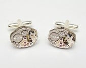 Steampunk Cufflinks vintage Benrus watch movements gears wedding Grooms Gift anniversary silver cuff links men jewelry Steampunk Nation 1964
