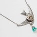 Steampunk necklace vintage watch movement silver swallow bird pearls filigree blue glass flower pendant jewelry by Steampunk Nation 1505