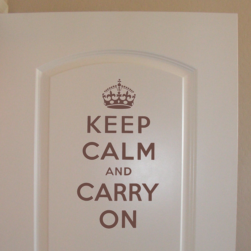 20x14.5 KEEP CALM and Carry On wall decal vinyl lettering quote vintage style subway art ww II (W00640)