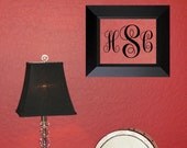 6x9 MONOGRAM Decal DIY personalized wall decal, custom vinyl lettering sticker (W00930)