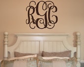 XL 22x25 MONOGRAM Wall Decal (3 Initial Design) vinyl monogram letters (W00931)