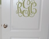 10x12 MONOGRAM Wall Decal (3 Initial Design) vinyl monogram letters (W00931)